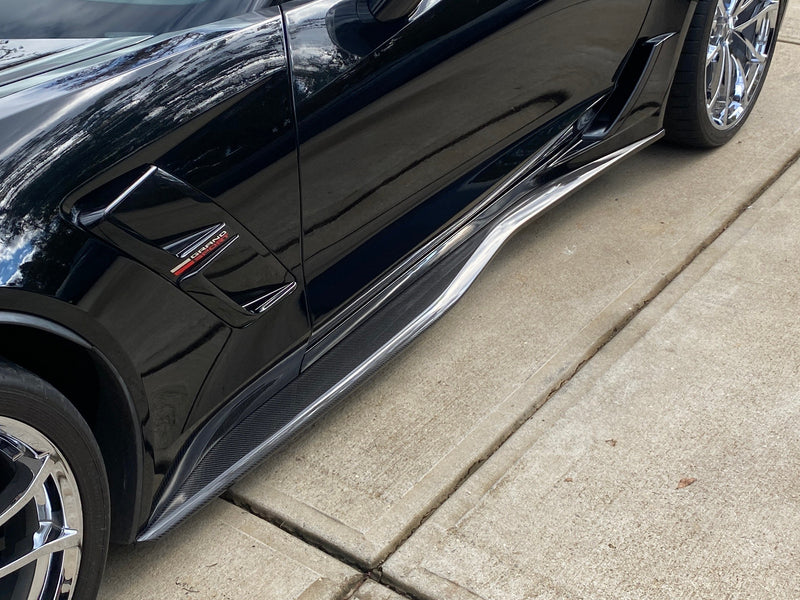 2014-19 Corvette - Z06 Style Side Skirts - Carbon Fiber