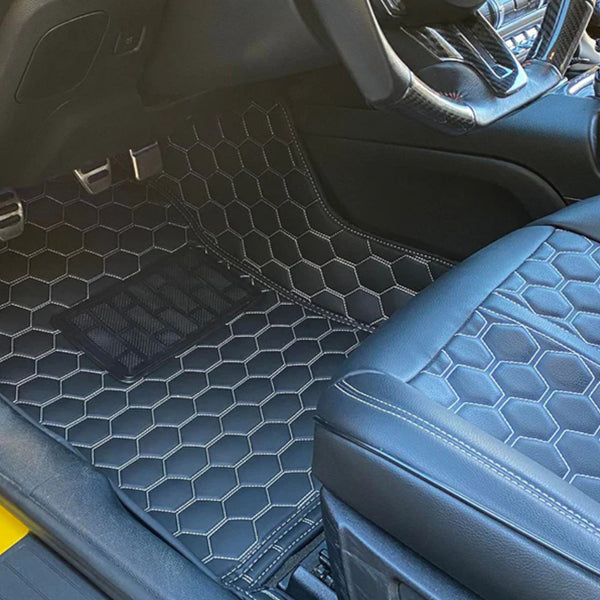 Premium Diamond Stitched Leather Floor Mats – Mustang Hunters